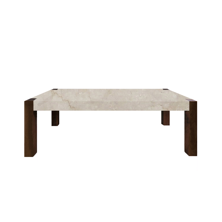 Botticino Classico Percopo Solid Marble Dining Table with Walnut Legs