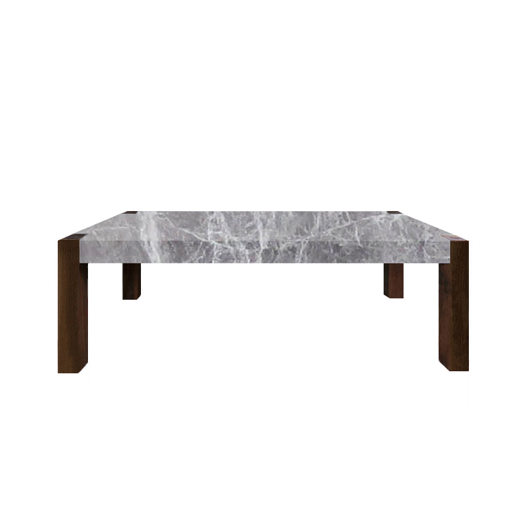 Emperador Grey Percopo Solid Marble Dining Table with Walnut Legs