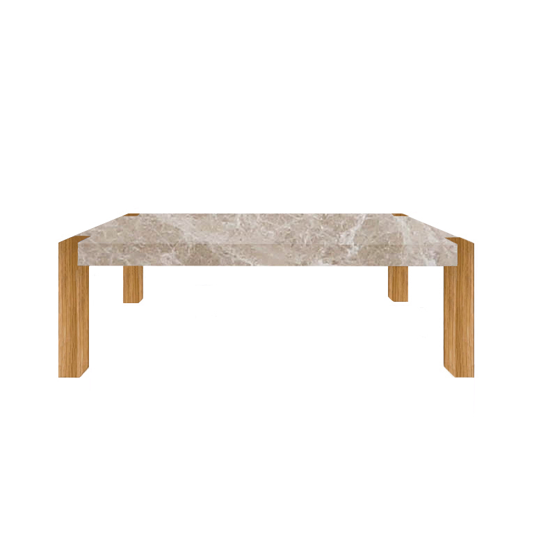 Emperador Light Percopo Solid Marble Dining Table with Oak Legs