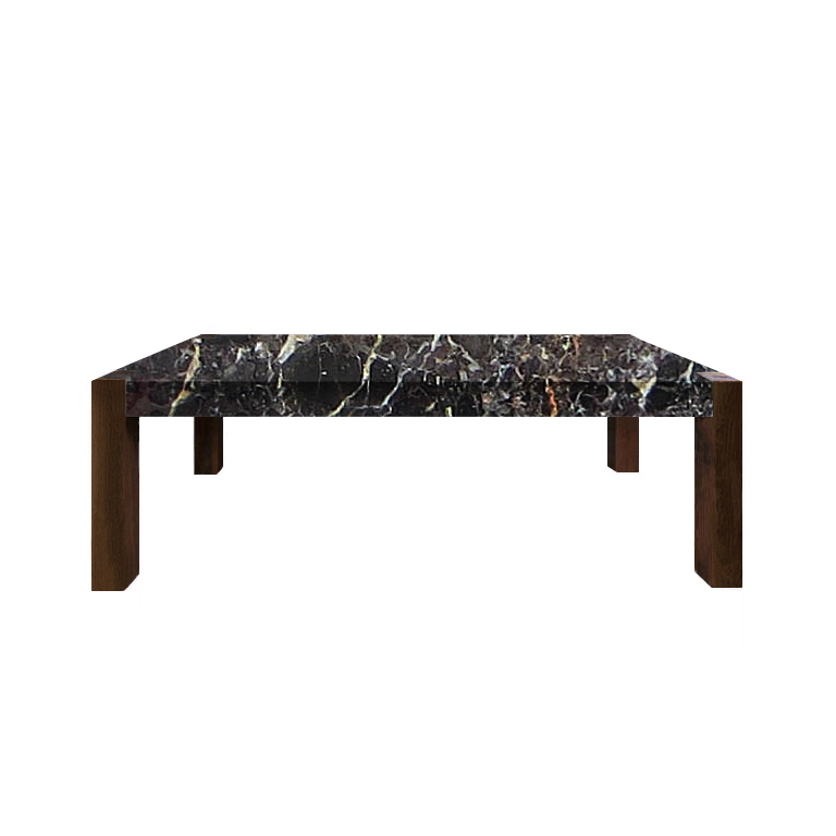 Noir St. Laurent Percopo Solid Marble Dining Table with Walnut Legs
