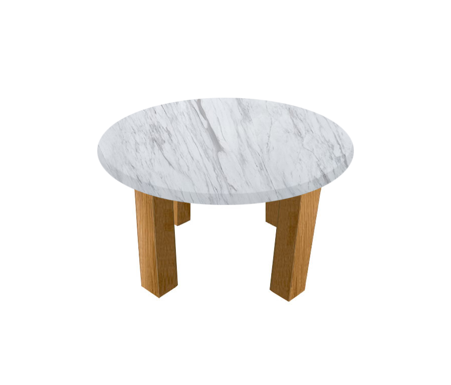 Volakas Round Coffee Table with Square Oak Legs