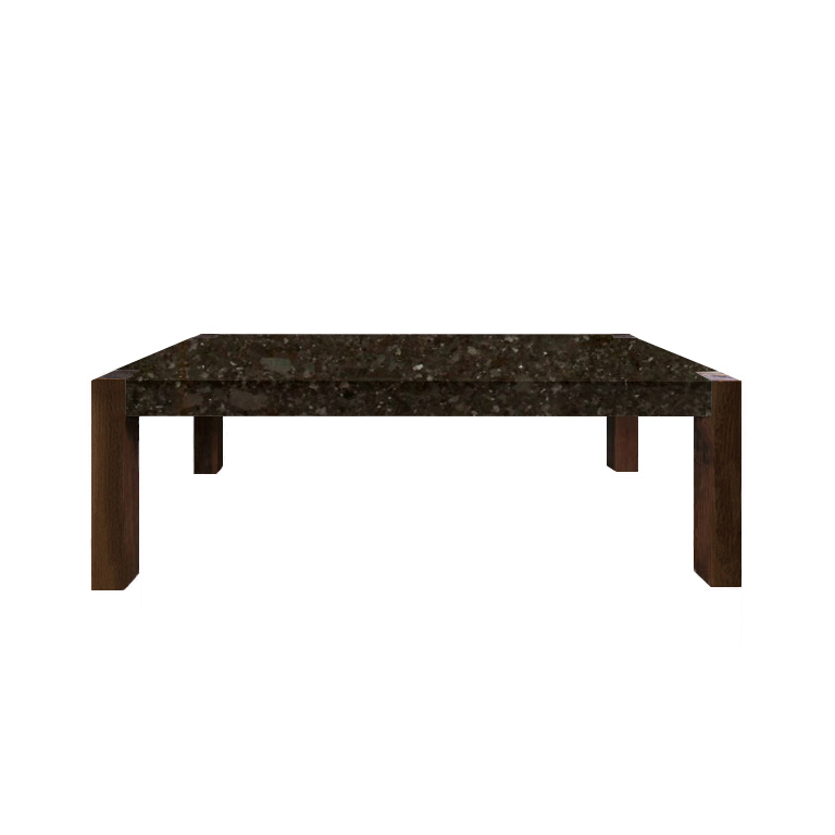 Antique Brown Percopo Solid Granite Dining Table with Walnut Legs