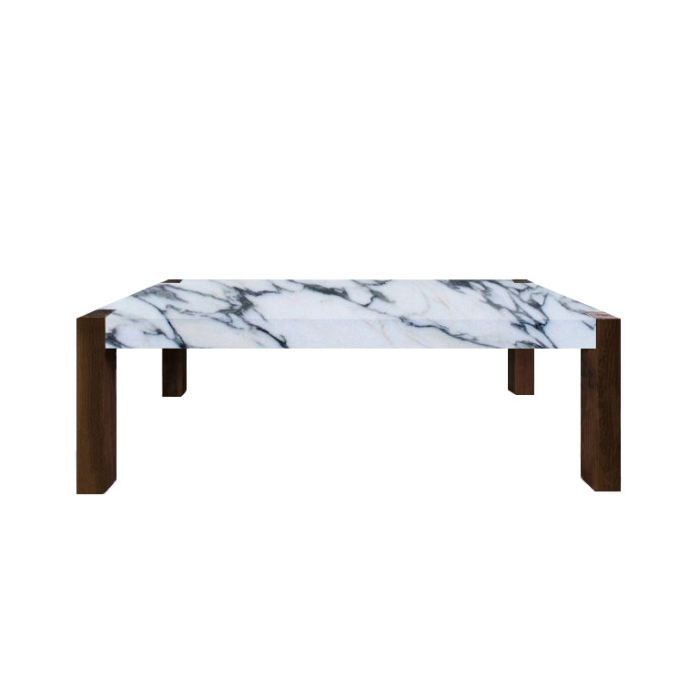 Arabescato Corchia Percopo Solid Marble Dining Table with Walnut Legs