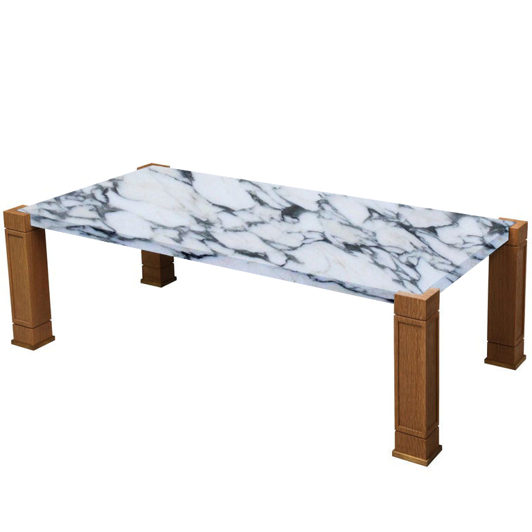 Faubourg Arabescato Corchia Inlay Coffee Table with Oak Legs