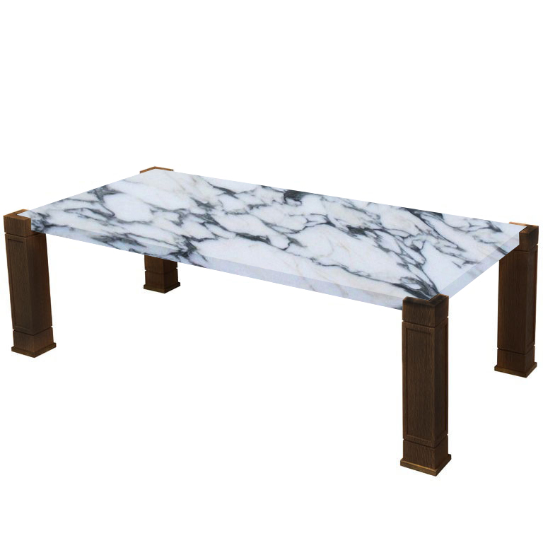 Faubourg Arabescato Corchia Inlay Coffee Table with Walnut Legs
