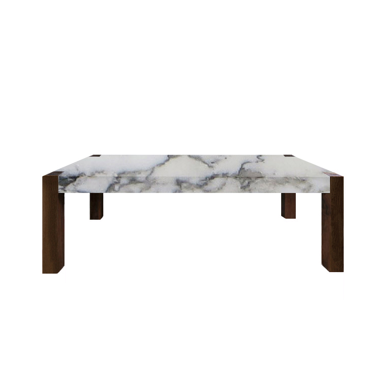 Arabescato Vagli Extra Percopo Solid Marble Dining Table with Walnut Legs