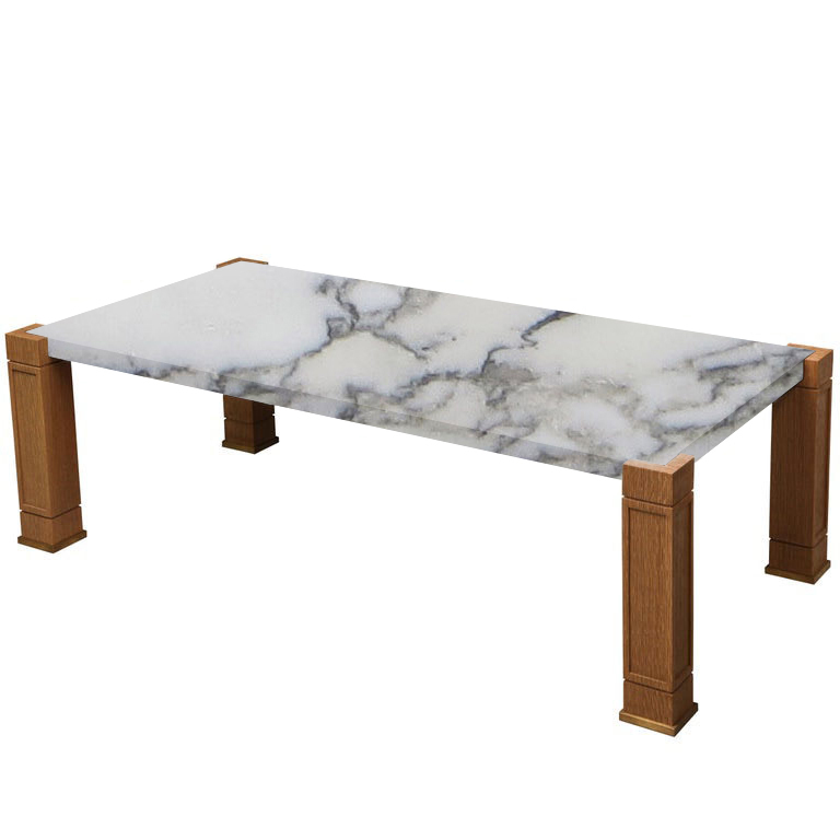 Faubourg Arabescato Vagli Extra Inlay Coffee Table with Oak Legs