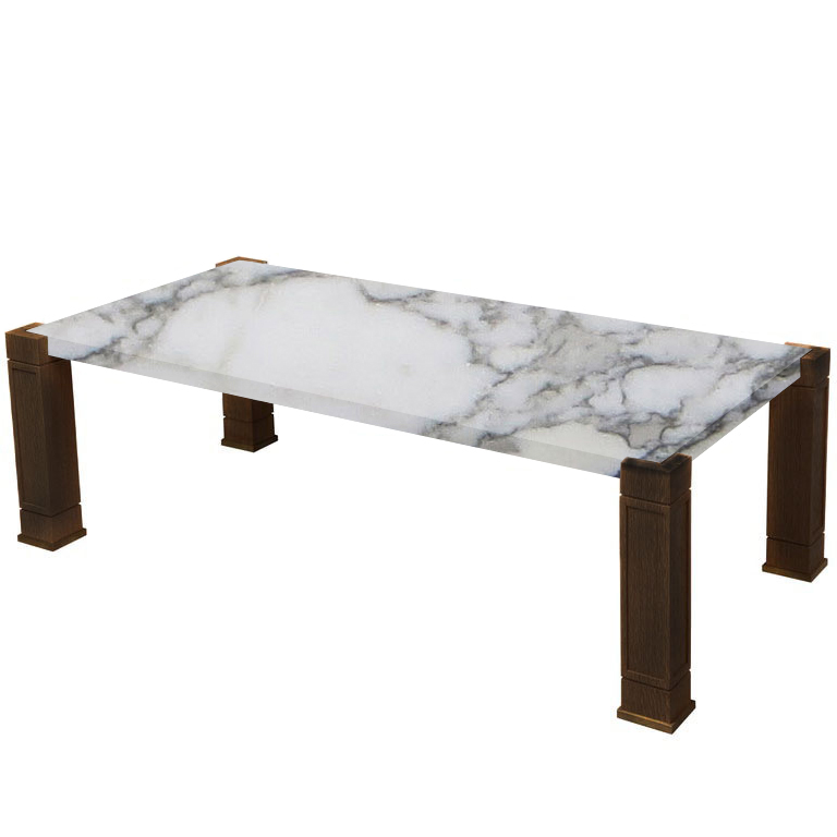 Faubourg Arabescato Vagli Extra Inlay Coffee Table with Walnut Legs