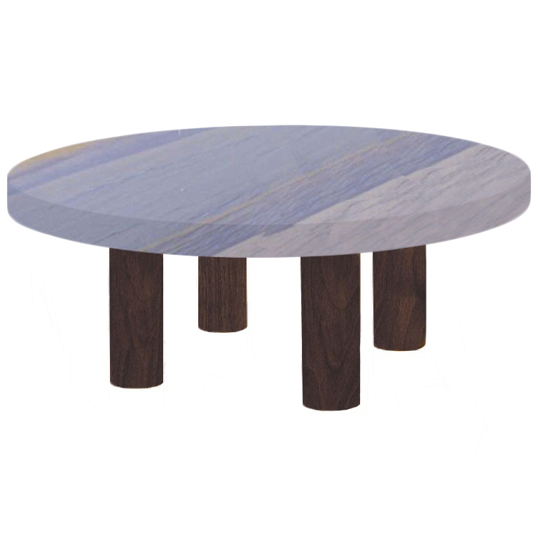 Round Azul Macaubas Coffee Table with Circular Walnut Legs