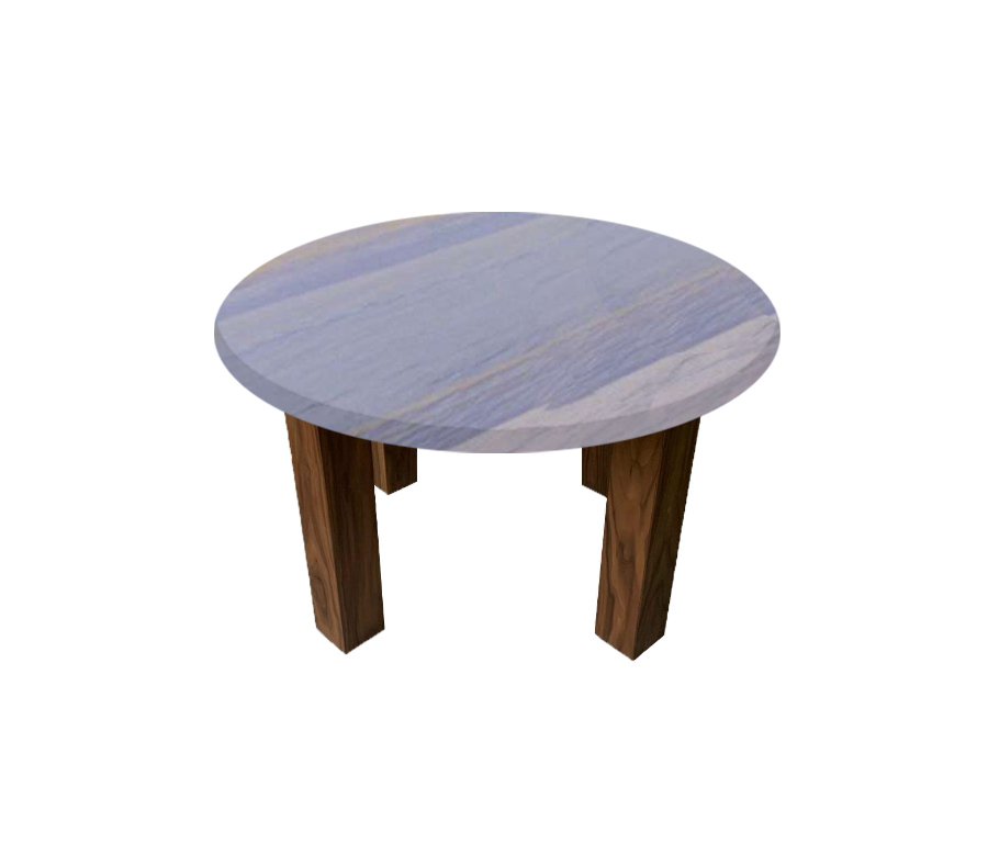 Azul Macaubas Round Coffee Table with Square Walnut Legs
