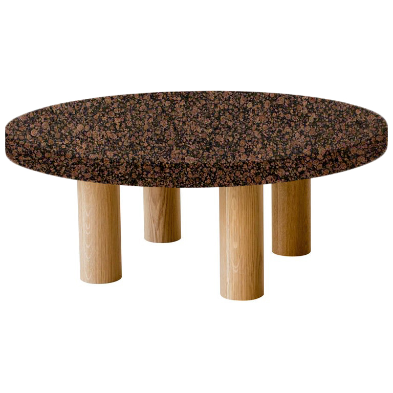 Round Baltic Brown Coffee Table with Circular Oak Legs