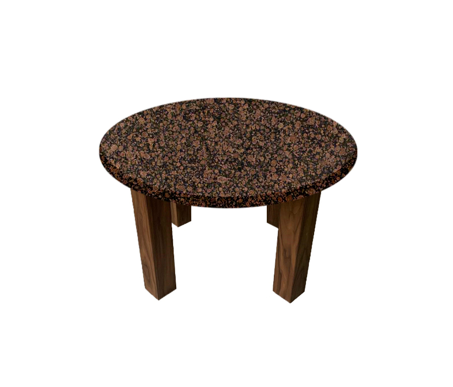 Baltic Brown Round Coffee Table with Square Walnut Legs