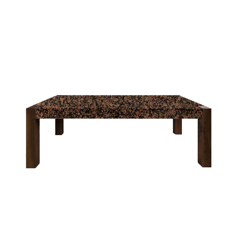 Baltic Brown Percopo Solid Granite Dining Table with Walnut Legs