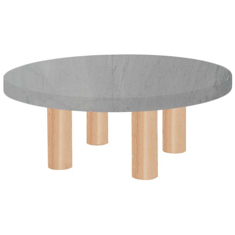 Round Bardiglio Imperial Coffee Table with Circular Ash Legs