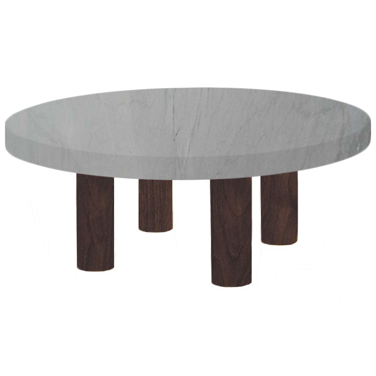 Round Bardiglio Imperial Coffee Table with Circular Walnut Legs
