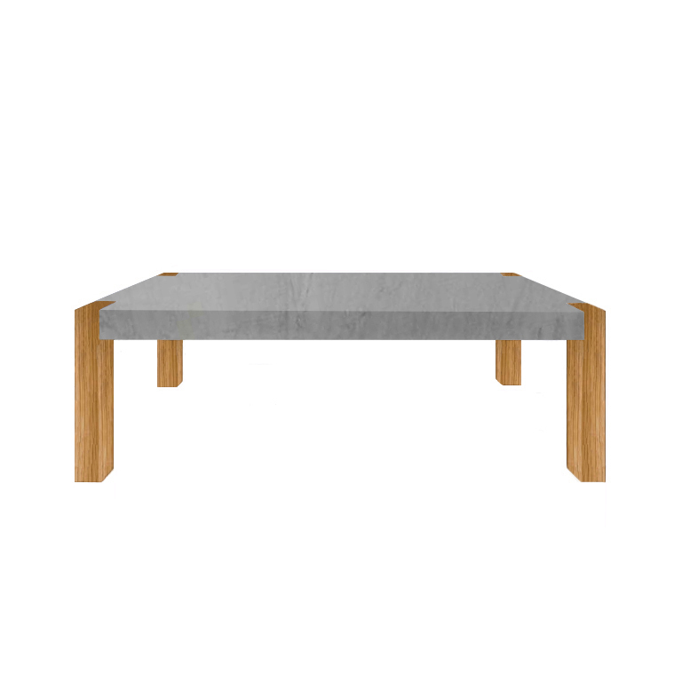Bardiglio Imperial Percopo Marble Dining Table with Oak Legs