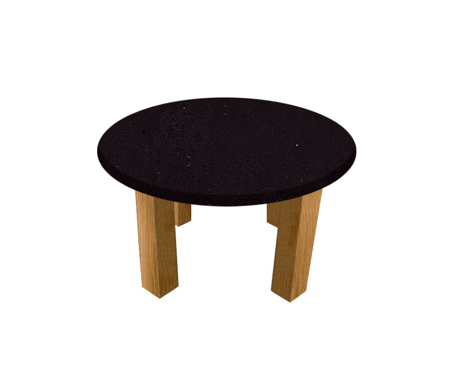 Black Mirror Round Coffee Table with Square Oak Legs