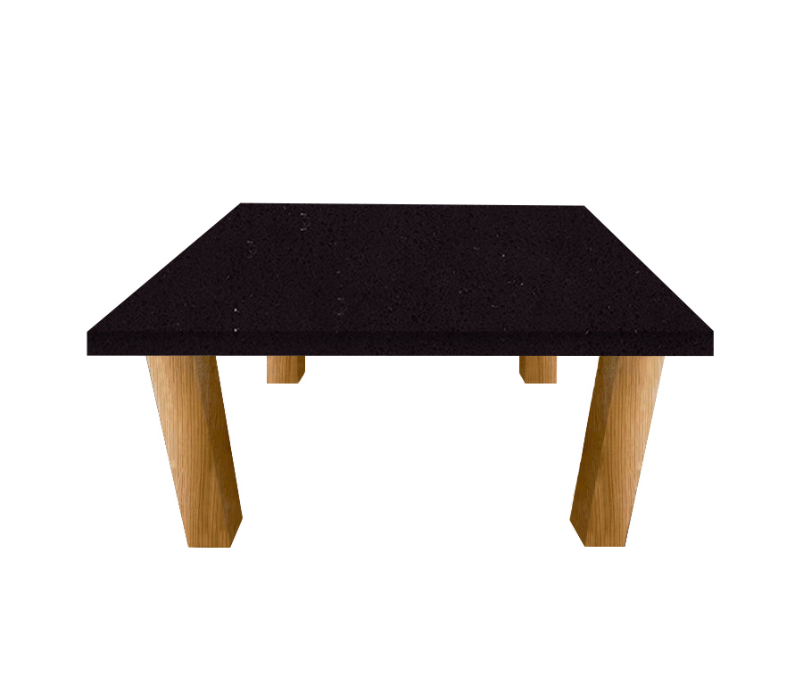 Black Mirror Square Coffee Table with Square Oak Legs