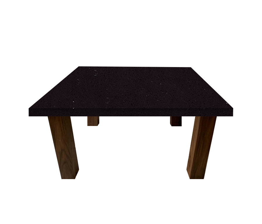 Black Mirror Square Coffee Table with Square Walnut Legs