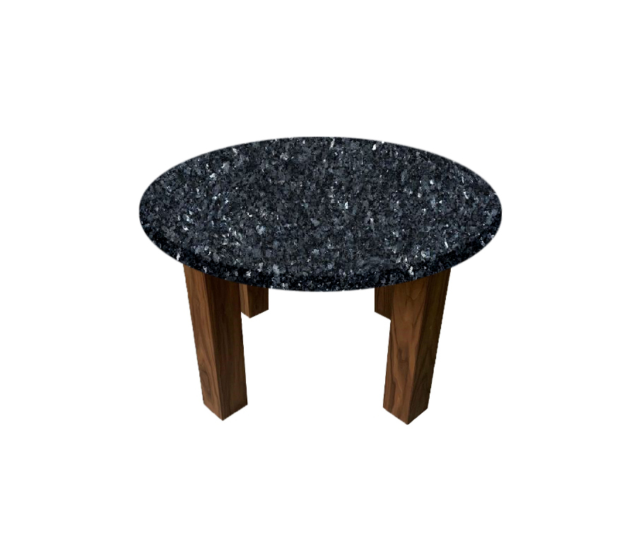 Blue Pearl Round Coffee Table with Square Walnut Legs