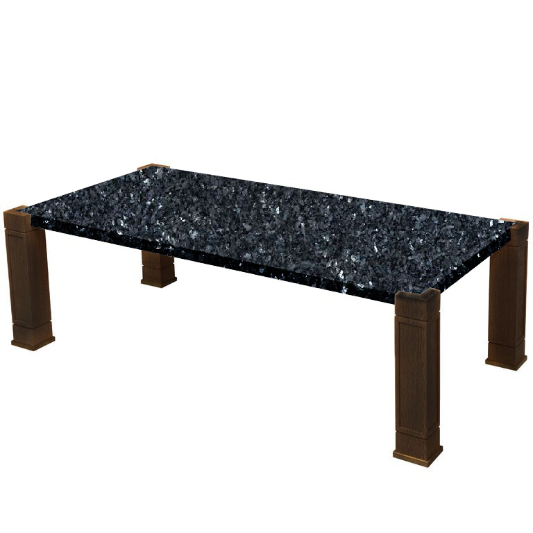Faubourg Blue Pearl Inlay Coffee Table with Walnut Legs