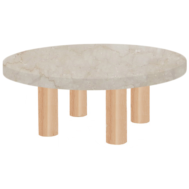 Round Botticino Classico Coffee Table with Circular Ash Legs