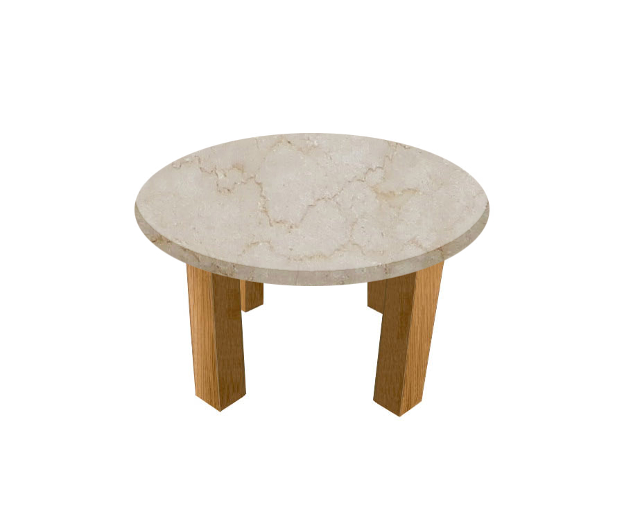 Botticino Classico Round Coffee Table with Square Oak Legs