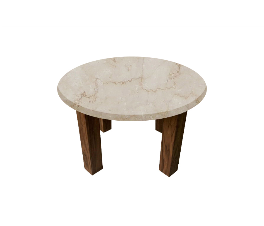 Botticino Classico Round Coffee Table with Square Walnut Legs