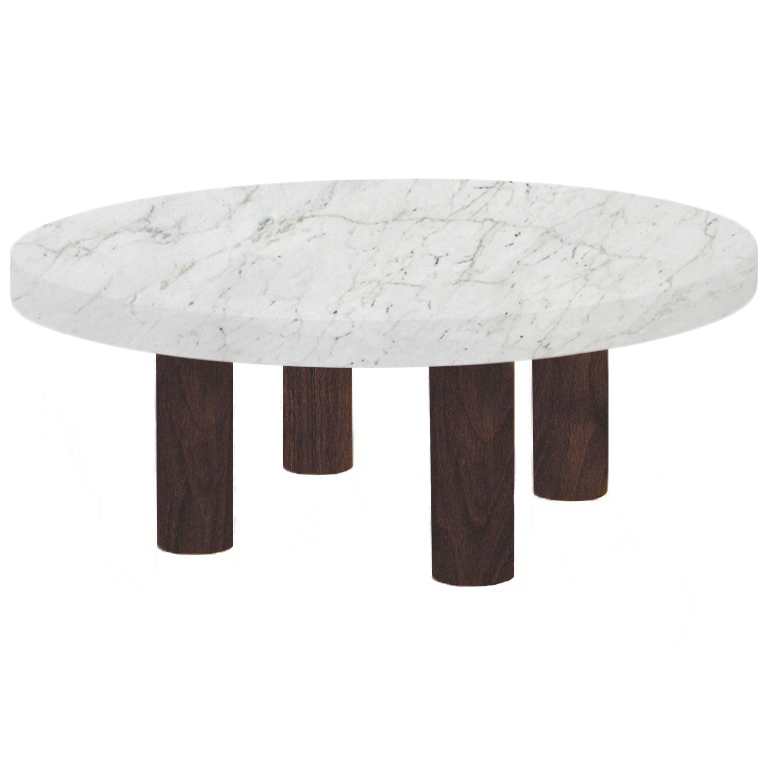 Round Calacatta Colorado Coffee Table with Circular Walnut Legs