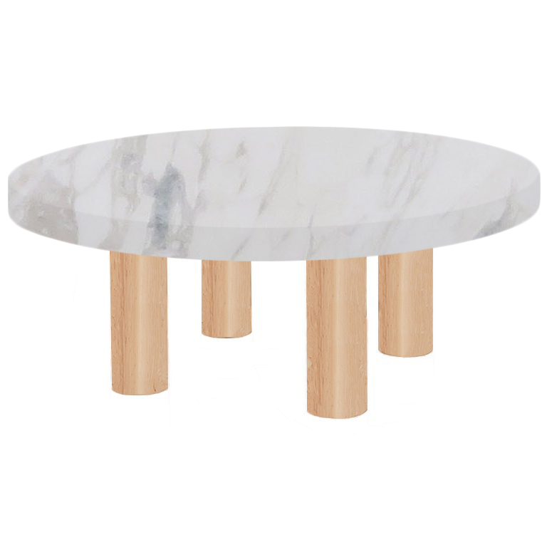 Round Calacatta Ivory Coffee Table with Circular Ash Legs