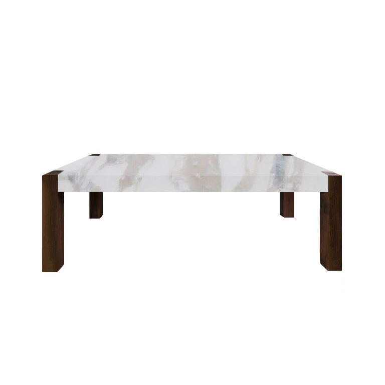 Calacatta Ivory Percopo Solid Marble Dining Table with Walnut Legs