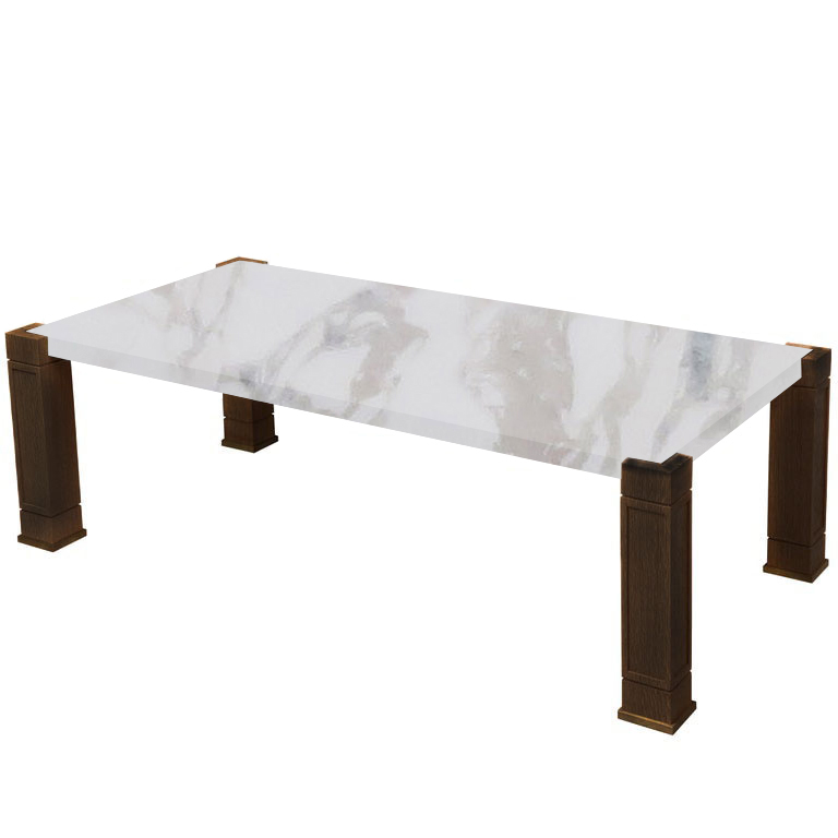 Faubourg Calacatta Ivory Coffee Table with Walnut Legs