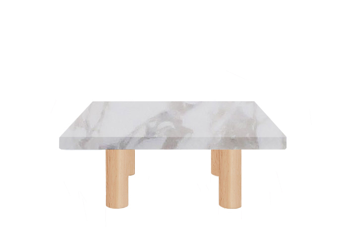 Calacatta Ivory Square Coffee Table with Circular Ash Legs