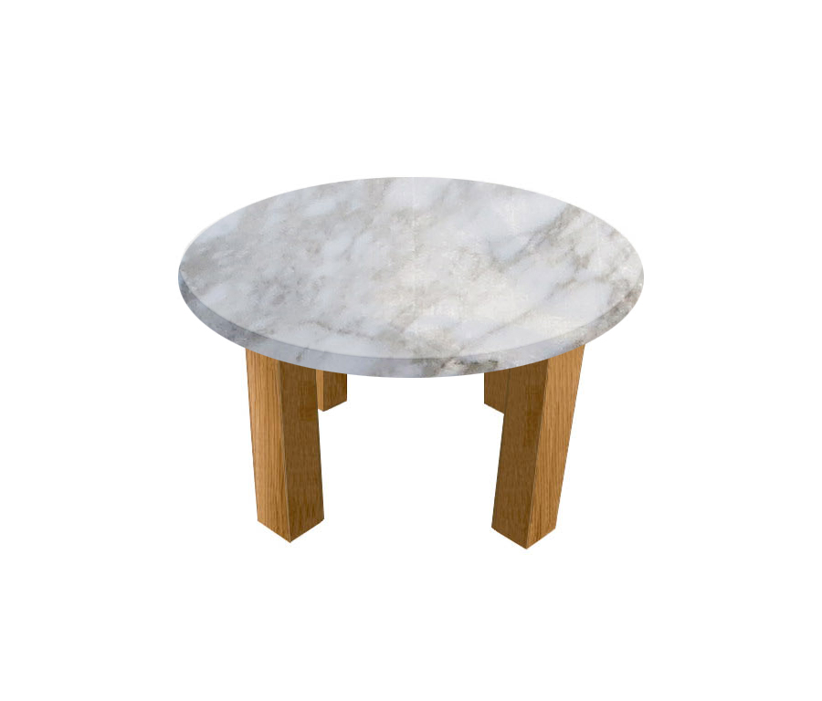 Calacatta Oro Round Coffee Table with Square Oak Legs