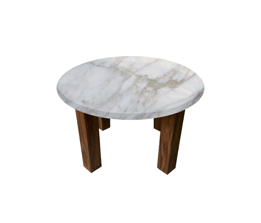 Calacatta Oro Round Coffee Table with Square Walnut Legs