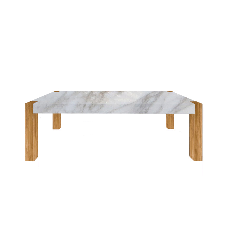 Calacatta Oro Percopo Solid Marble Dining Table with Oak Legs