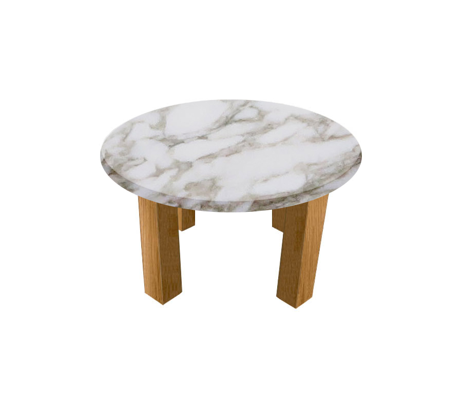 Calacatta Oro Extra Round Coffee Table with Square Oak Legs