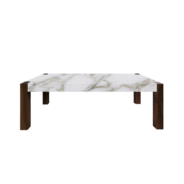 Calacatta Oro Extra Percopo Solid Marble Dining Table with Walnut Legs