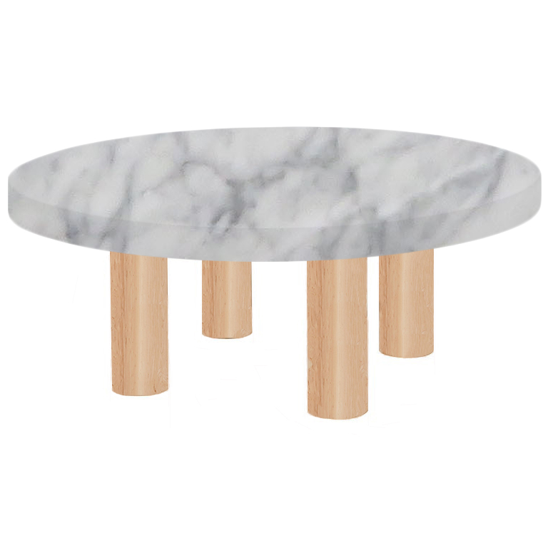 Round Carrara Marble Coffee Table with Circular Ash Legs