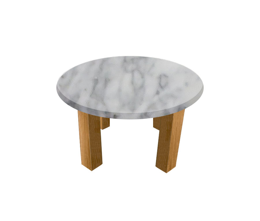 Carrara Marble Round Coffee Table with Square Oak Legs