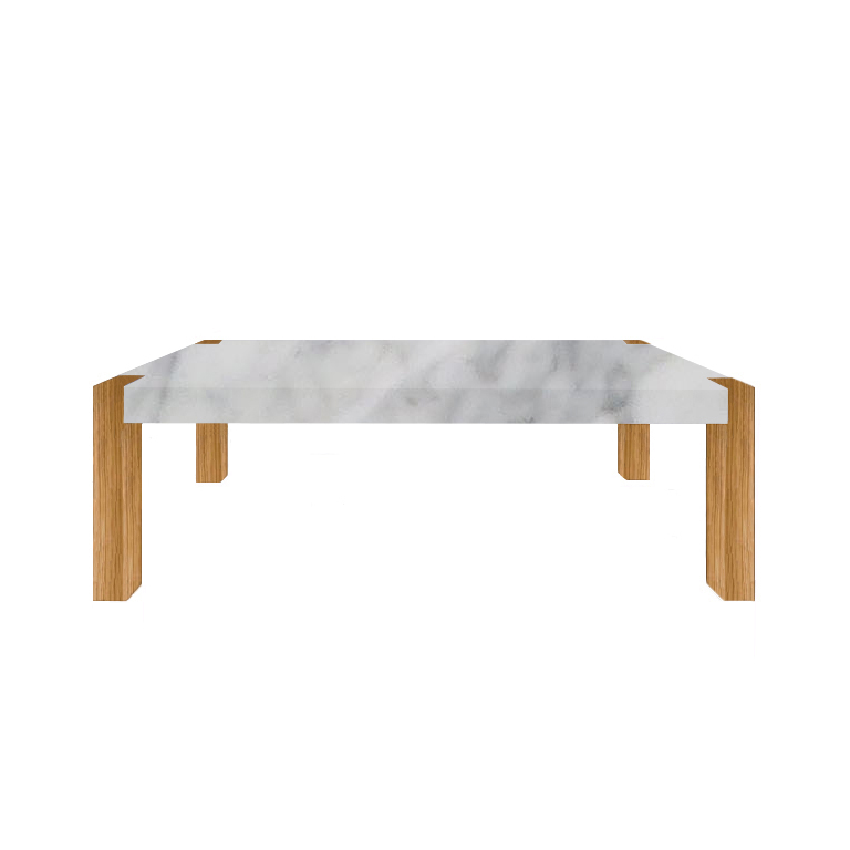 Carrara Marble Percopo Solid Marble Dining Table with Oak Legs