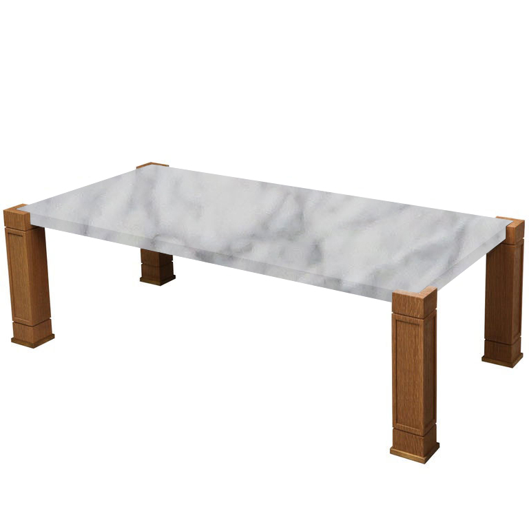 Faubourg Carrara Marble Inlay Coffee Table with Oak Legs