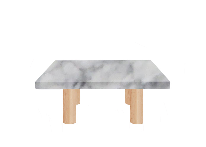 Carrara Marble Square Coffee Table with Circular Ash Legs