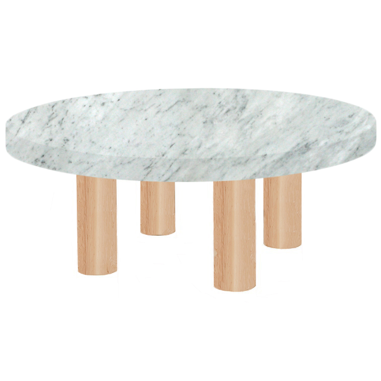Round Carrara Extra Coffee Table with Circular Ash Legs