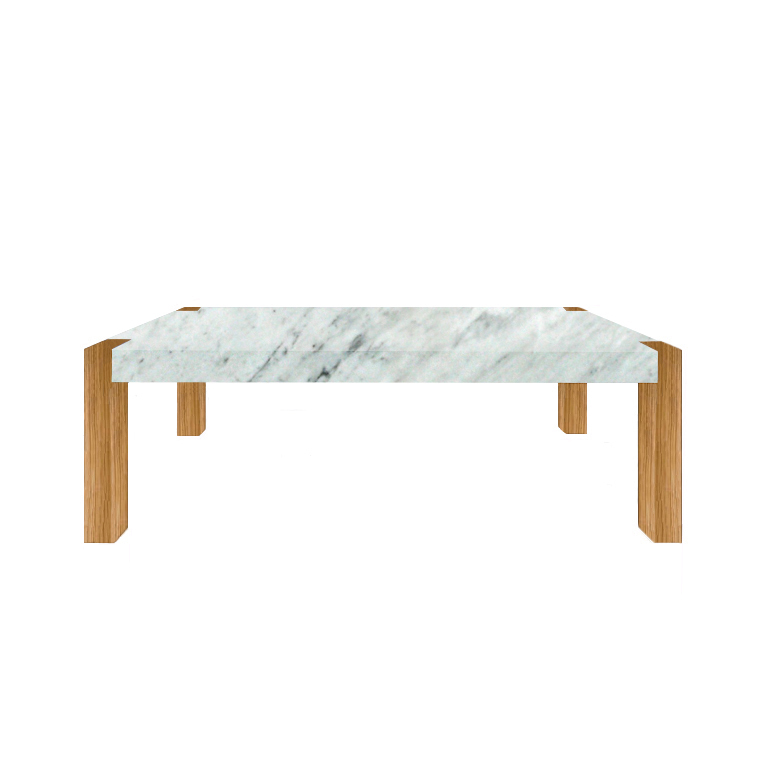 Carrara Extra Percopo Solid Marble Dining Table with Oak Legs