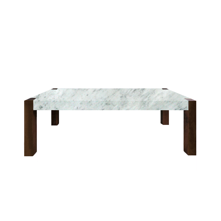 Carrara Extra Percopo Solid Marble Dining Table with Walnut Legs