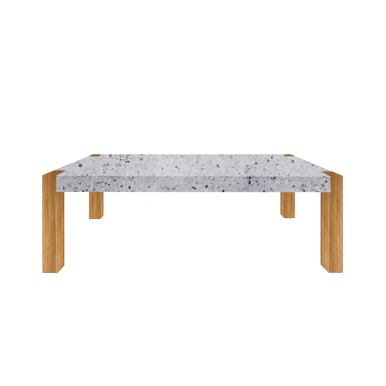 Colonial White Percopo Solid Granite Dining Table with Oak Legs