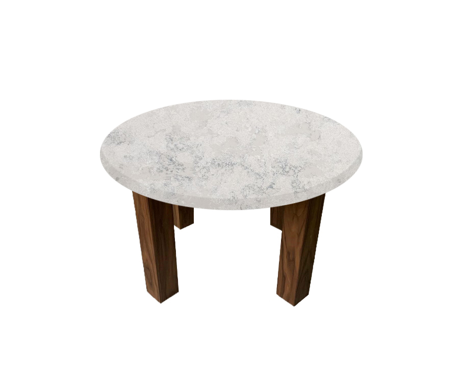 Concrete Quartz Round Coffee Table with Square Walnut Legs