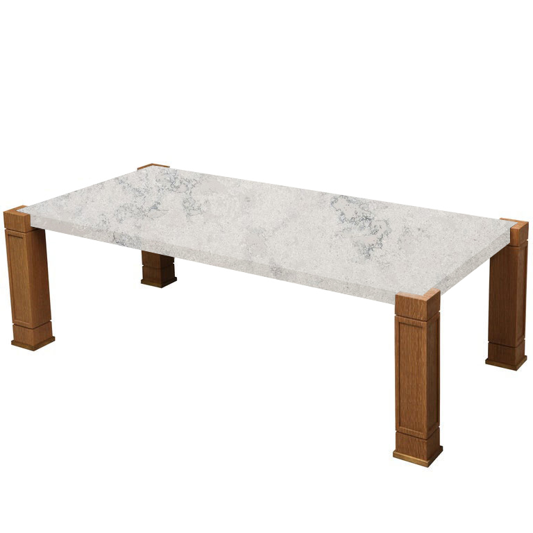 Faubourg Concrete Quartz Inlay Coffee Table with Oak Legs