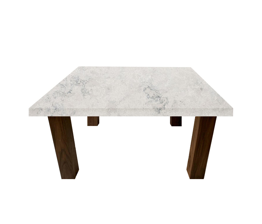 Concrete Quartz Square Coffee Table with Square Walnut Legs